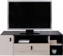 TV stolík PLANET- PL10, čierna+dub+béžová