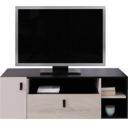 TV stolík PLANET- PL10, čierna+dub+béžová