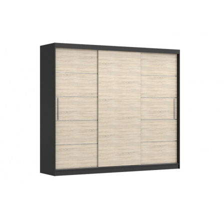 Šatníková skriňa ALBA, Black/Dub Sonoma
