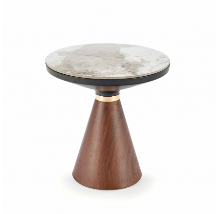 Konferenčný stôl GENESIS S, biely mramor/orech/zlatá