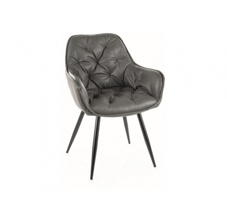 Jedálenská stolička CHERRY, sivá ekokoža/čierny mat