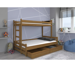 Trojposchodová posteľ s matracom BENITO 200x90 Dub
