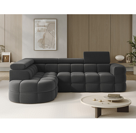 Carmenn corner sofa with sleeping function, storage compartment and adjustable headrests, dark grey plush, left-hand side Sola 06 205x126 Left 1