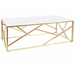 Konferenčný stôl ESCADA A II, efekt bieleho mramoru/zlatá