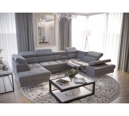Rohová sedacia súprava GALAXY MAX II, relax s funkciou spania 215x350x170 - sivá, pravá