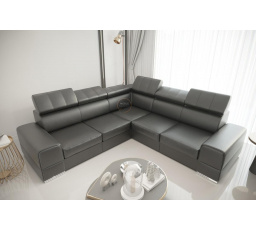 Rohová sedacia súprava ROYAL MAX 286x286 prírodná koža - sivá koža, pravá