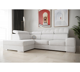 Rohová sedacia súprava ROYAL I 260×185 - biela eko koža, pravá