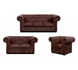 Sedacia súprava Chesterfield Lord 3+2+1 koža hnedá