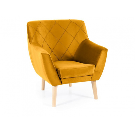Kreslo KIER 1 VELVET, Curry Bluvel 68/Buk