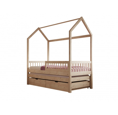 Posteľ Domček Artes II s matracom Borovica+Borovica