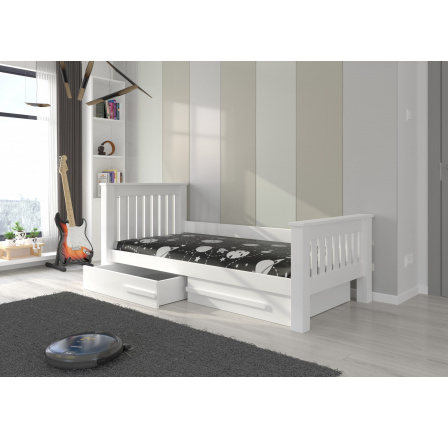 CARMEL 200x90 Biela+Biela posteľ s matracom
