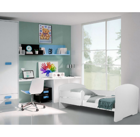 Posteľ s matracom a zábranou PEPE 160x80 Biela Posteľ s matracom a zábranou PEPE 160x80 Biela