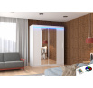 Posuvná skriňa so zrkadlom a LED osvetlením DALLAS 180 Biela+Biela