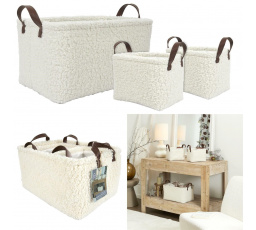 Sada 3 krémových košov Boucle