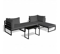 Záhradný set 2+1, stolík 75x30, multifunkčná pohovka, kov antracit, tmavosivá látka