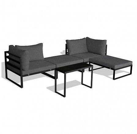 Záhradný set 2+1, stolík 75x30, multifunkčná pohovka, kov antracit, tmavosivá látka Záhradný set 2+1, stolík 75x30, multifunkčná pohovka, kov antracit, tmavosivá látka