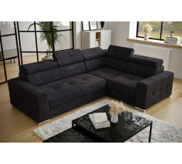 Rohová sedacia súprava s funkciou spania MARGO II 270X197 - čierna/modrá, pravá