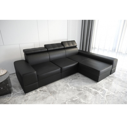 Rohová sedacia súprava ROYAL 295×185 - čierna eko koža, pravá