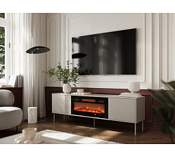 TV komoda TRESSE 180 EF s elektrickým krbom, béžová