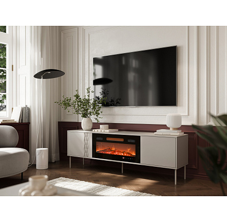 TV komoda TRESSE 180 EF s elektrickým krbom, béžová