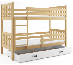 Poschodová posteľ CARINO pre 2 deti, prírodná / biela