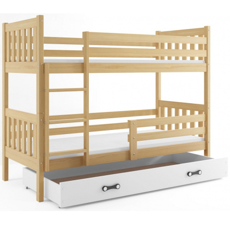 Poschodová posteľ CARINO pre 2 deti, prírodná / biela