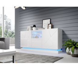 Komoda QIU 2D1K, lesklá biela/lesklá biela