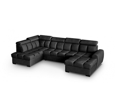 GEMA U - PRAVÁ sedacia súprava - látka BLACK Bluvel 19 (GOMEZ - U ) - kolekcia "MRS" (K250)NOVINKA