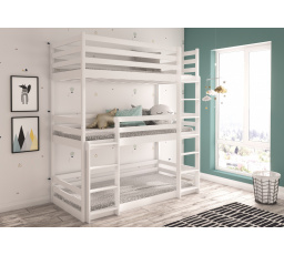 Trojlôžková poschodová posteľ TEDRO 200x90 Biela