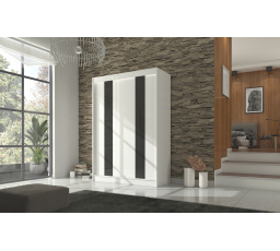 Posuvná skriňa s lacobelom KAREN 150 Biela+Čierny Lacobel