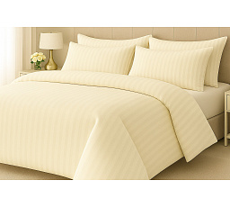 Obliečky francúzske 240x220,70x90 Atlas gradl smotanové - česané 145g/m2, prúžok 2cm