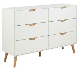 Komoda Lowell so 6 zásuvkami biela