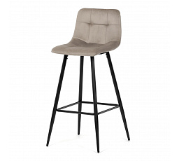 Stolička barová, cappuccino látka, štvornohá kovová podnož, čierny mat