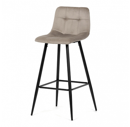 Stolička barová, cappuccino látka, štvornohá kovová podnož, čierny mat