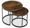 Set 2 ks stolíkov, MDF doska, dekor staré drevo, kovová podnož, čierny lak