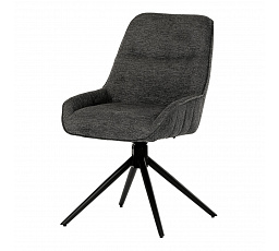 Jedálenská a konferenčná stolička, tmavosivá látka, čierne kovové nohy, otočný mechanizmus