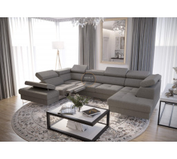 Rohová sedacia súprava GALAXY MAX II, relax s funkciou spania 215x350x170 - sivá, ľavá