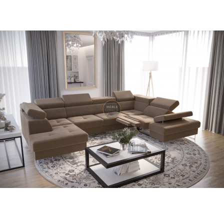 Rohová sedacia súprava GALAXY MAX II, relax s funkciou spania 215x350x170 - béžová, pravá