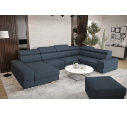 Rohová sedacia súprava ROYAL MAX II priemer 30x375x185 - modrá, pravá