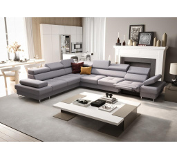 Rohová sedacia súprava s funkciou spania a relaxácie GALAXY MAX 350x280 cm - sivá, ľavá