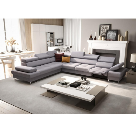 Rohová sedacia súprava s funkciou spania a relaxácie GALAXY MAX 350x280 cm - sivá, ľavá Rohová sedacia súprava s funkciou spania a relaxácie GALAXY MAX 350x280 cm - sivá, ľavá