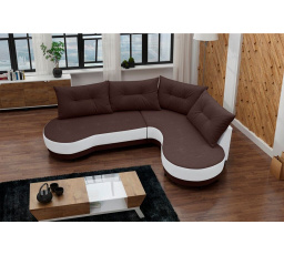 Rohová sedacia súprava Abbey P tm.hnedá/biela