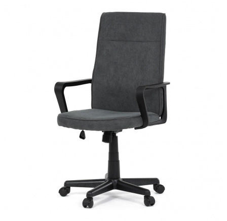 Kancelárska stolička, čierny plast, sivá látka, kolieska na tvrdú podlahu