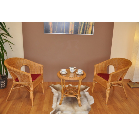 Ratanová sedacia súprava Fabion medová vínové podušky