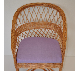 Vankúš na kreslo z vŕbového prútia - fialová látka