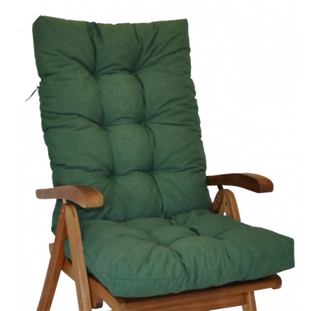 Vankúš pre vysoké záhradné kreslo z teakového dreva - látka tmavozelená
