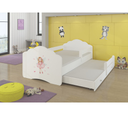 Manželská posteľ so zábranami a matracom CASIMO II GIRL WITH WINGS 160x80 White