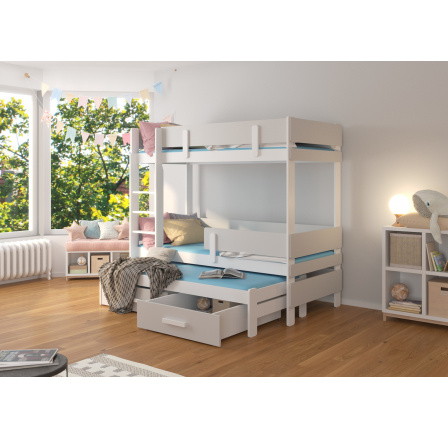 Trojposchodová posteľ ETAPO 180x80 Biela+Sivá Trojposchodová posteľ ETAPO 180x80 Biela+Sivá