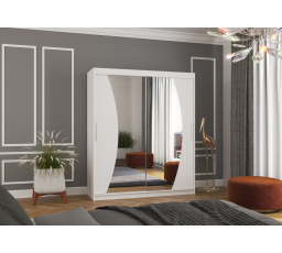 Šatní skriňa s posuvnými dverami a zrkadlom DOLORES 180 Biela+Biela