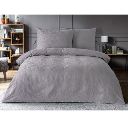 Luxusné žakárové obliečky 220x200, 70x90cm listy svetlo šedé